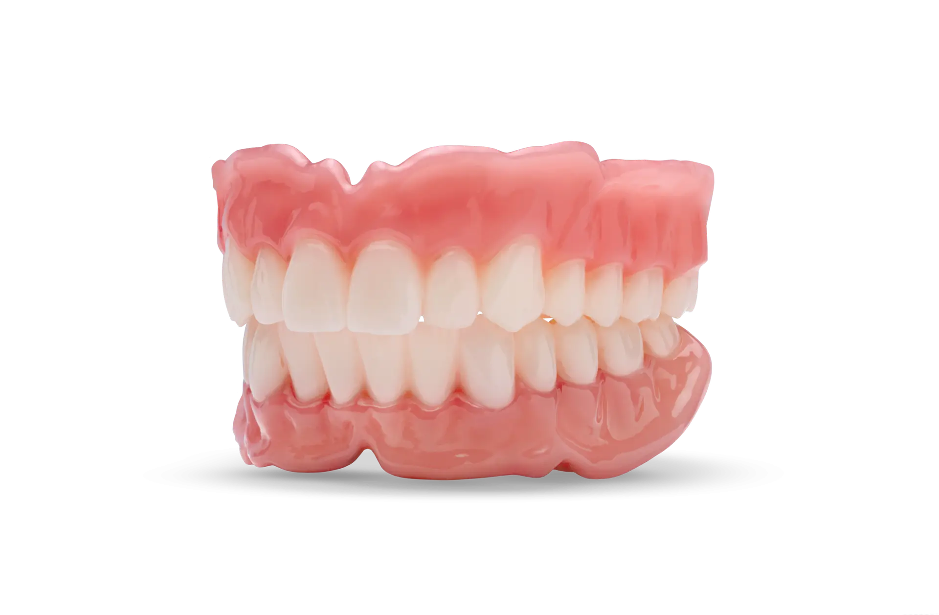 Set of dental dentures representing prosthetic teeth for oral restoration