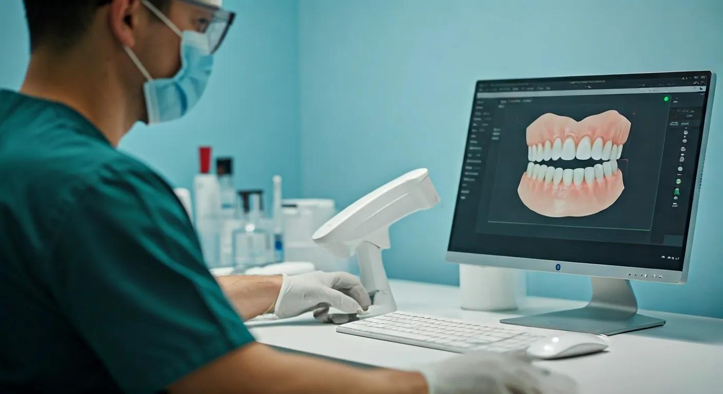 Dental professional using digital workflow technology in a modern lab