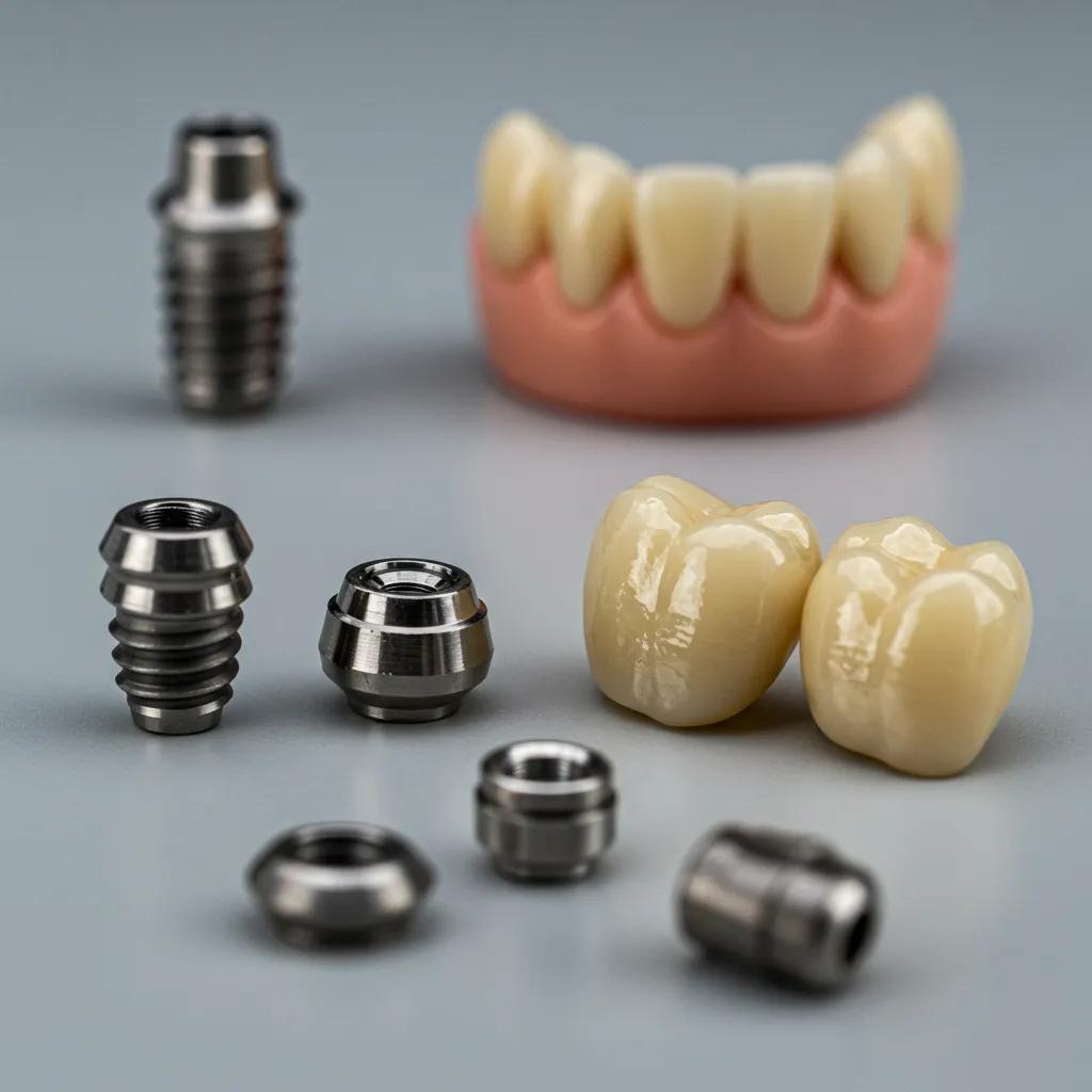 Close-up of dental implant components showcasing quality and detail