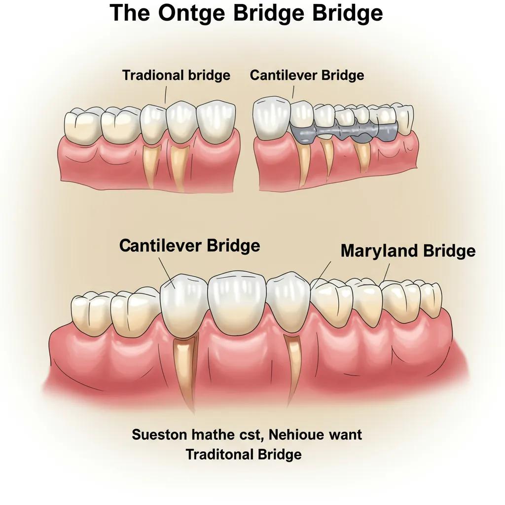 Different types of dental bridges: traditional, cantilever, and Maryland bridges in a dental context