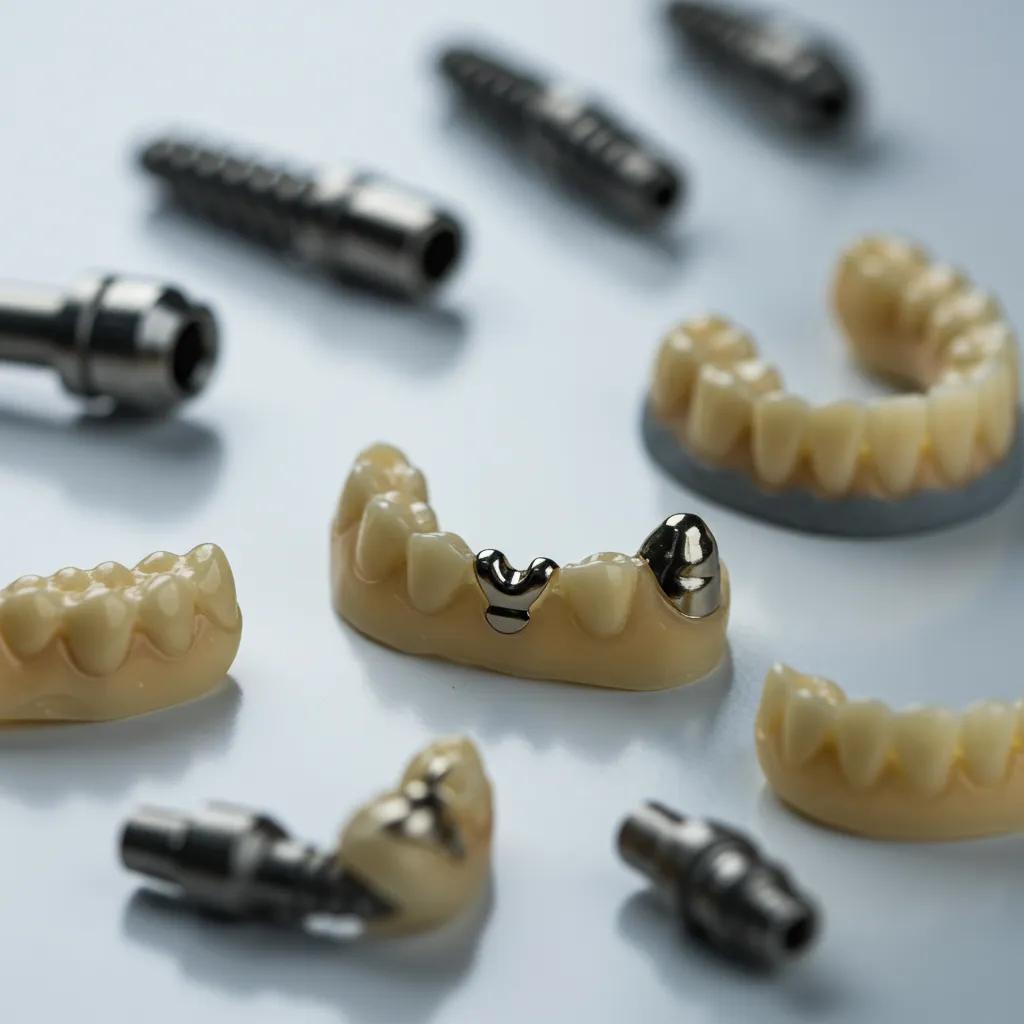 Variety of dental implant components showcasing quality and detail